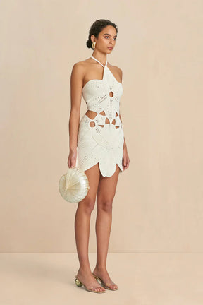 Vestido curto Usy em crochê Flower
